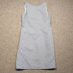 Theory Trekana Fit And Flare Dress Womens 2 Blue White Knit A Line